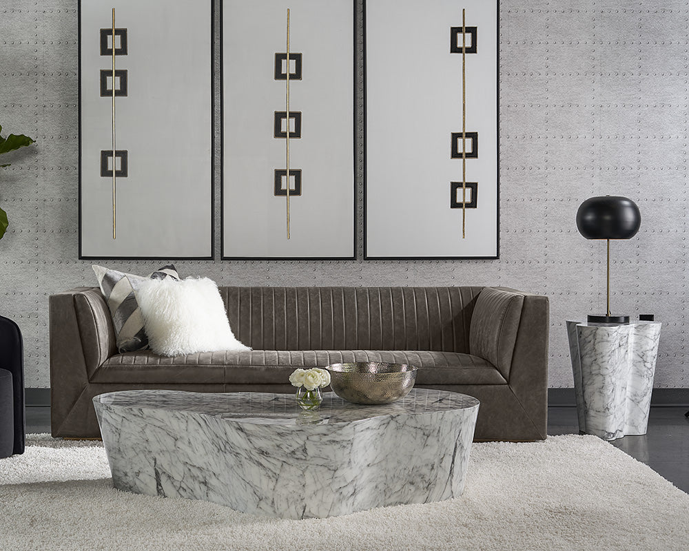 Sunpan Ava End Table in Terrazzo / Marble Look - Large