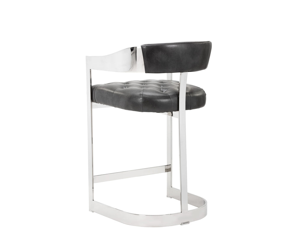 Sunpan Beaumont Counter Stool in Stainless Steel and Cantina Magnetite