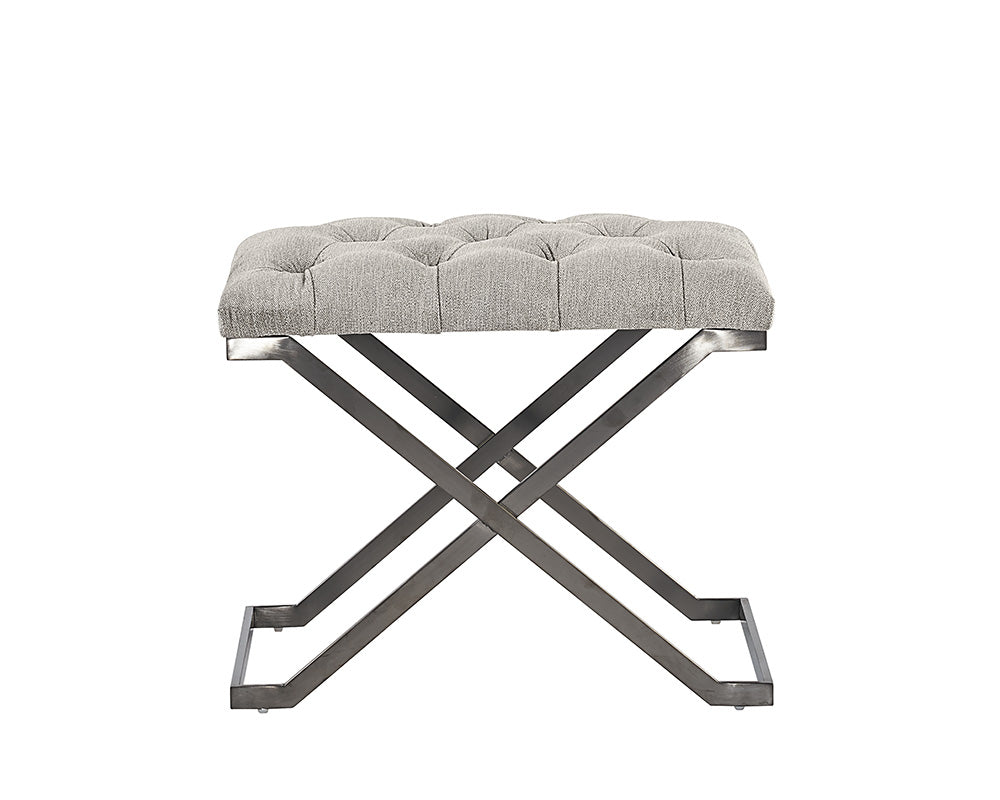 Sunpan Coral Ottoman - Gold and Abbington Black/Polo Club Kohl Grey or Gunmetal and Antonio Porcelain/Polo Club Stone
