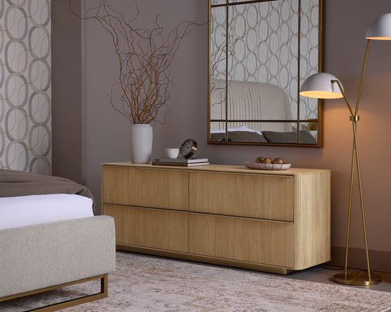 Sunpan Kalla Dresser in Charcoal / Rustic Oak