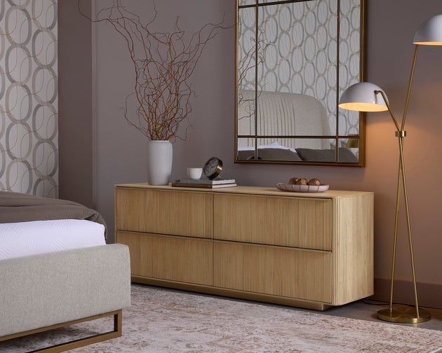 Sunpan Kalla Dresser in Charcoal / Rustic Oak