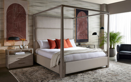 Sunpan Danette Canopy Bed - King Zenith Taupe Grey