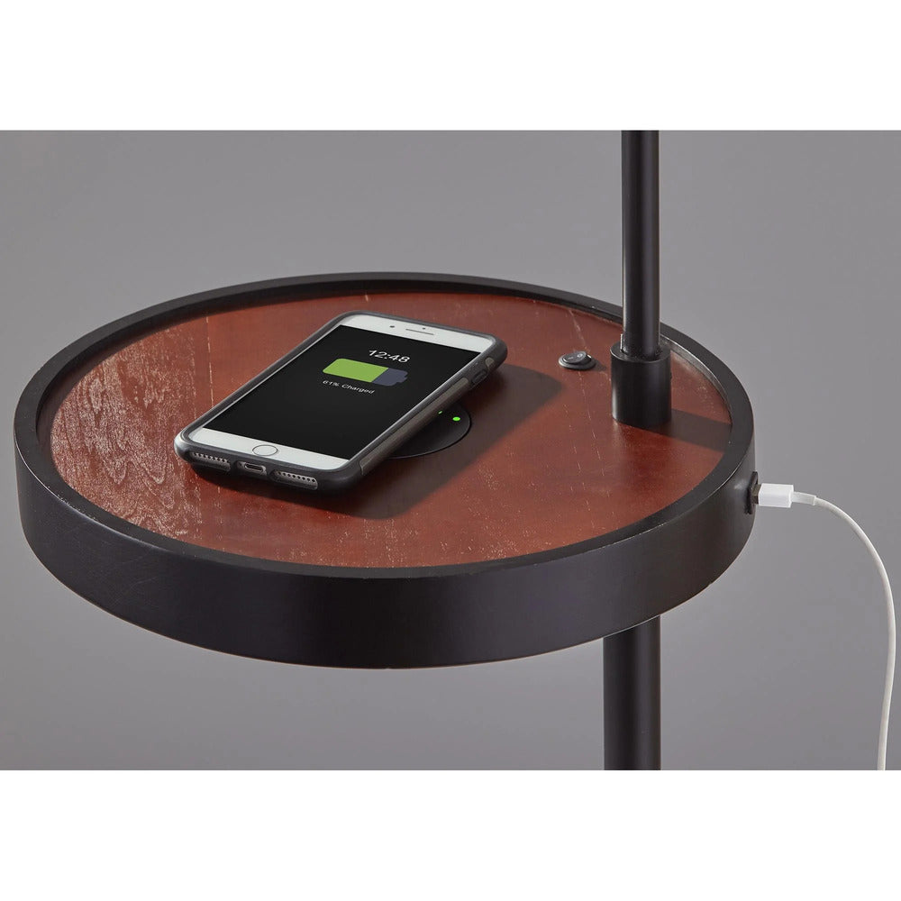 Adesso Oliver Wireless Charging Shelf Floor Lamp