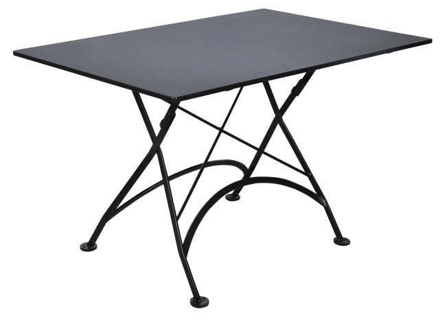 Furniture Designhouse Five Piece Dining Set with 32 x 48" Steel Top Table and Two/Two Natural African Teak Slat Side/Arm Chairs