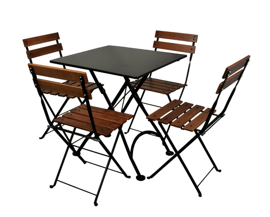 Furniture Designhouse Five Piece Dining Set with 28" Square Steel Top Table and Four Madeline Folding Chairs