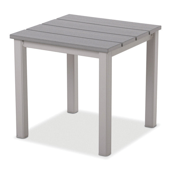 Telescope Casual Rustic Polymer 21" Square End Table, Boardwalk, Textured White, Aluminum, Polymer, Outdoor