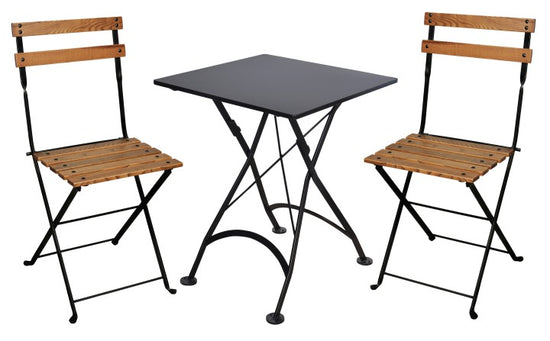 Furniture Designhouse Three Piece Bistro Dining Set with 24" Round Powder Coated Steel Top and Two Madeline Side Chairs