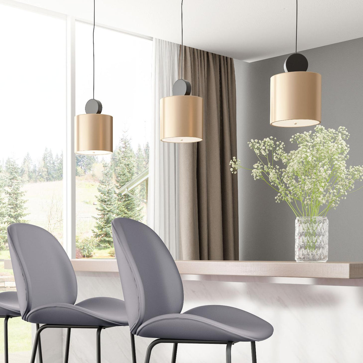 Zuo Modern Myson Ceiling Lamp Gold And Black, Lighting, Steel,