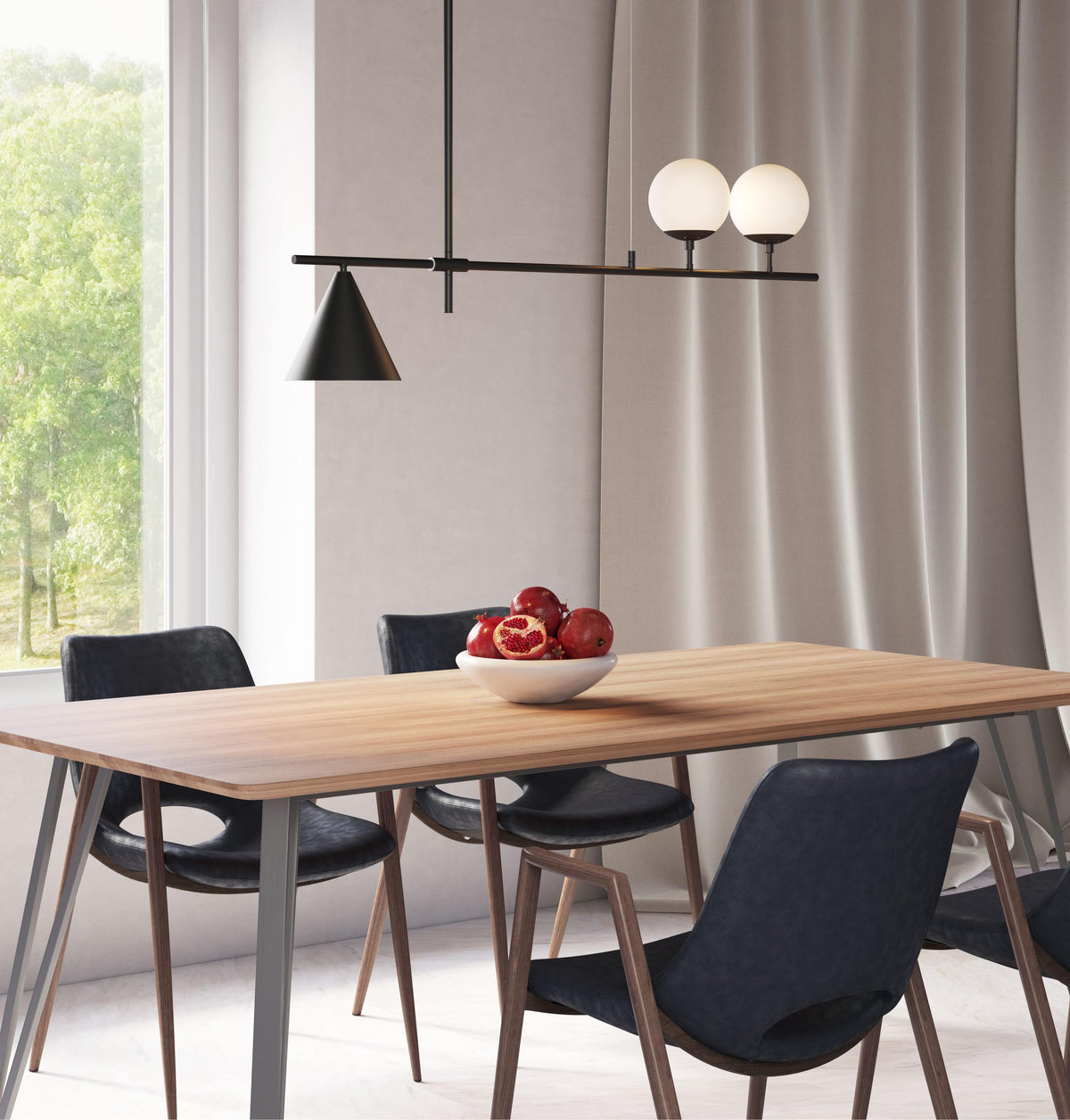 Zuo Modern Richiza Ceiling Lamp Black, Lighting, Brass, Glass, Steel,