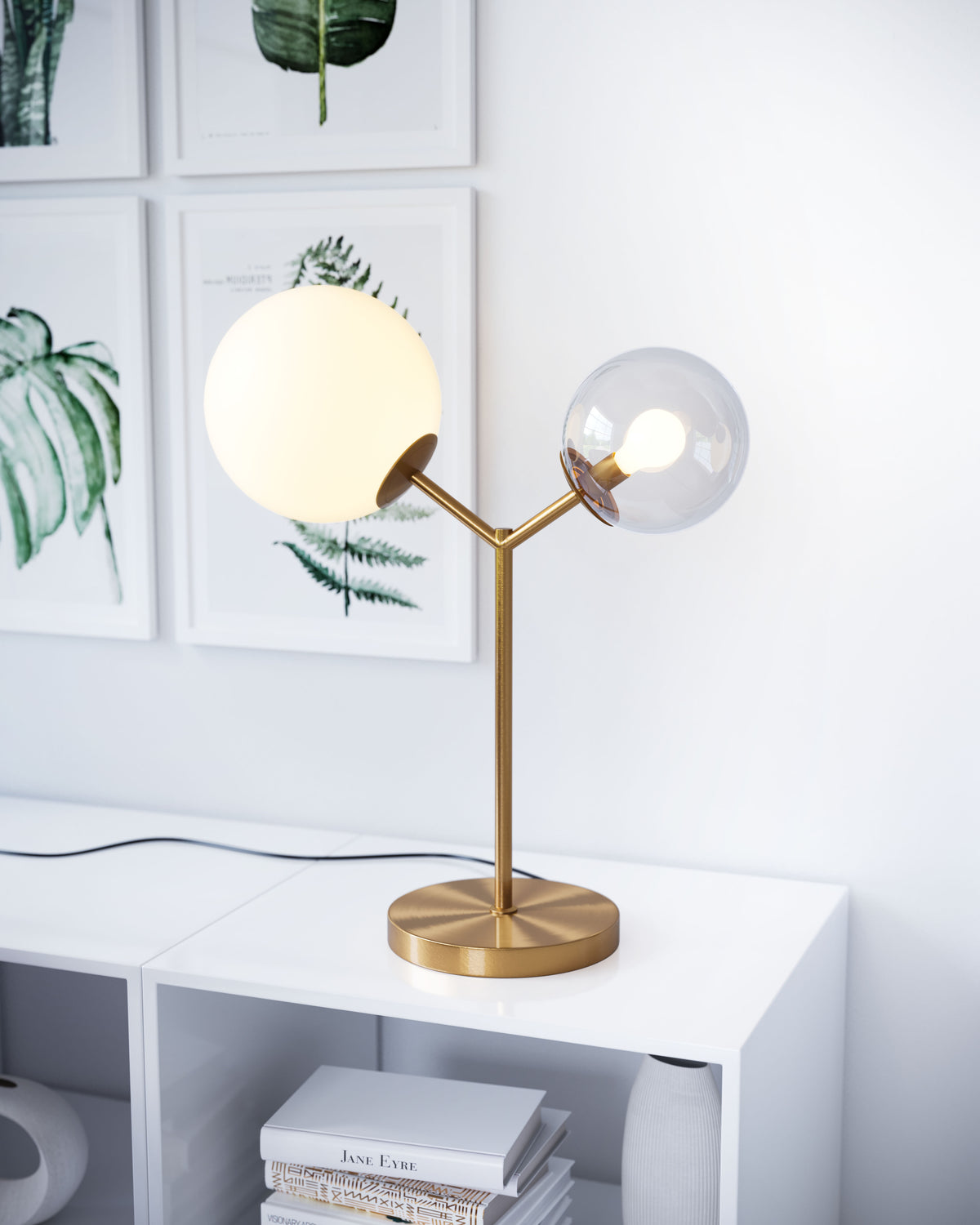 Zuo Modern Constance Table Lamp Brass, Table Lamps, Glass, Steel,