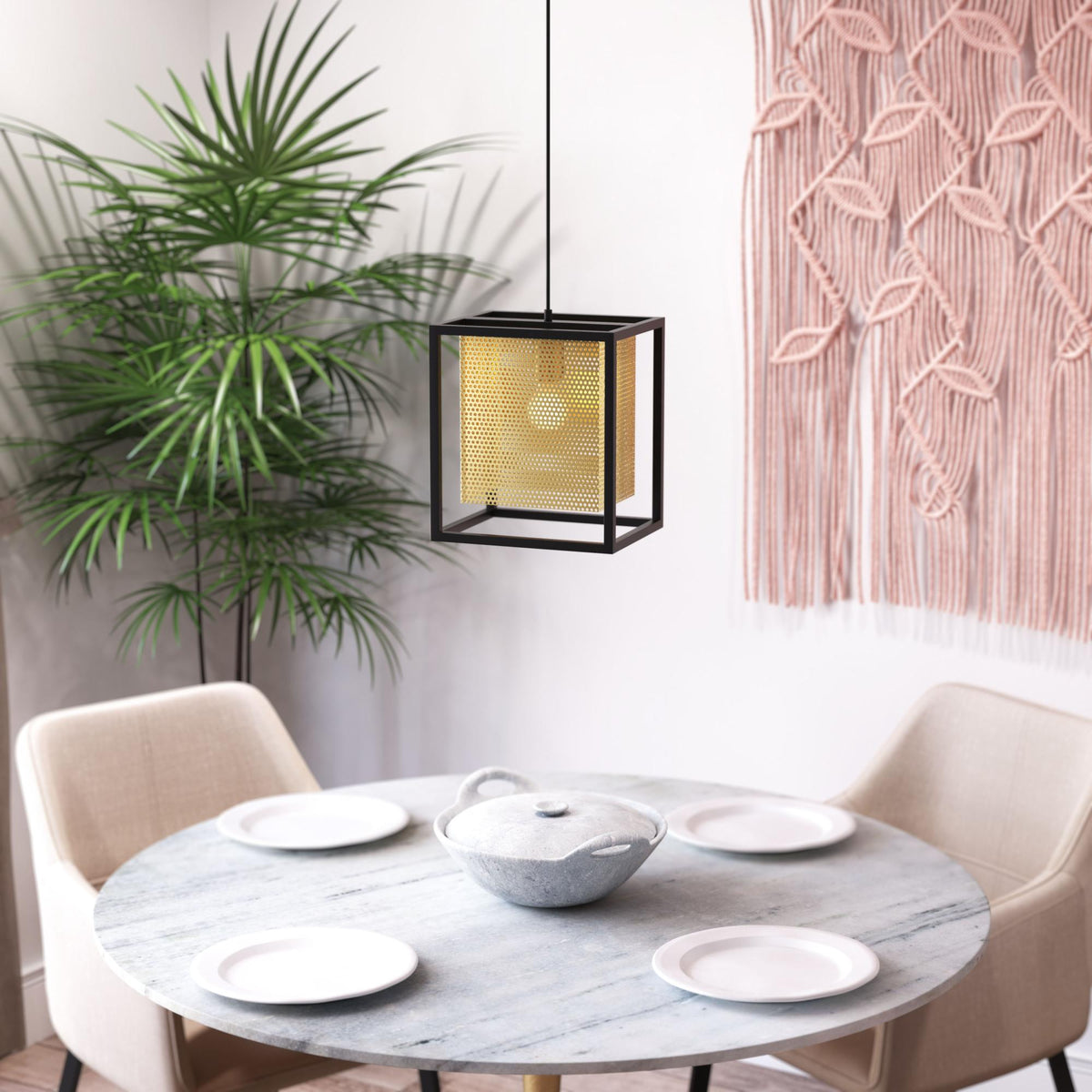 Zuo Modern Yves Ceiling Lamp Gold And Black, Lighting, Steel,