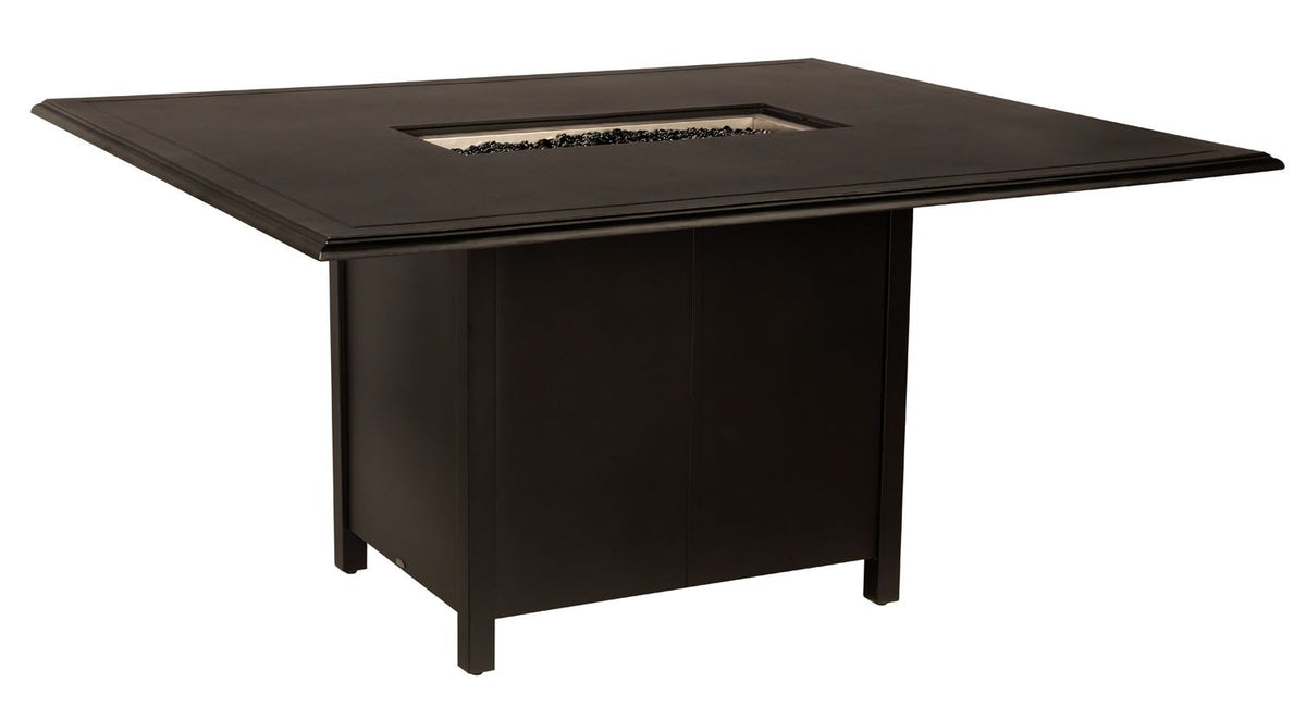 Woodard Solid Cast 70" x 60" Rectangular Counter Height Fire Table, Beaded Edge Rectangular Burner Cover, Universal Rectangular Burner Kit, Sapphire, Fire Tables, Aluminum, Metal, Outdoor