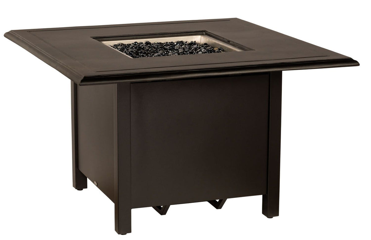 Woodard Solid Cast 42" Square Chat Height Fire Table, Beaded Edge Square Burner Cover, Universal Square Burner Kit, Sapphire, Fire Tables, Aluminum, Metal, Outdoor