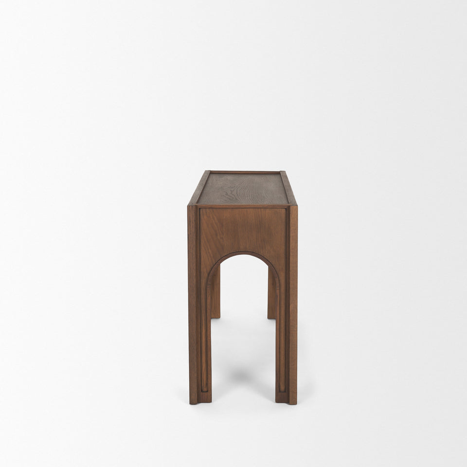 Mercana Laraya Dark Brown Wood Arched Console Table