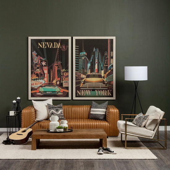 Mercana Ricciardo Cognac Leather Three Seater Sofa 82.5L x 38.5W x 26.5H