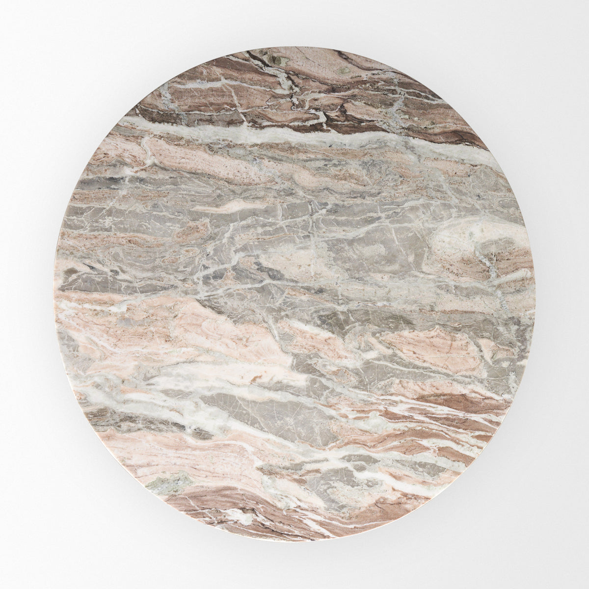 Mercana Allyson 54" Round Brown Pedestal with Pink Marble Top Dining Table