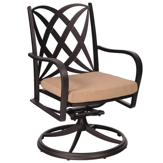 Woodard Apollo Swivel Rocker Dining Arm Chair with Cushion Option