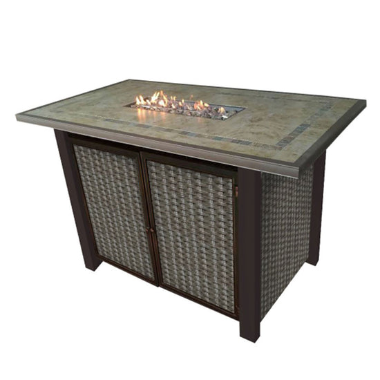 AZ Patio Heaters Rectangular Bar Height Tile Top Fire Pit with Wind Screen