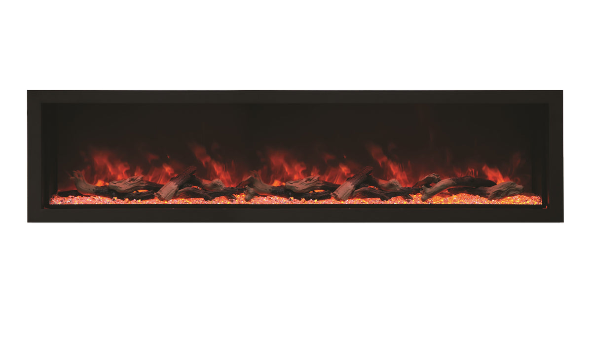Amantii Panorama Deep & Xtra Tall Full View Smart Electric - 88" Indoor /Outdoor WiFi Enabled Fireplace, featuring a MultiFunction Remote, Multi Speed Flame Motor, Glass Media & a Black Trim