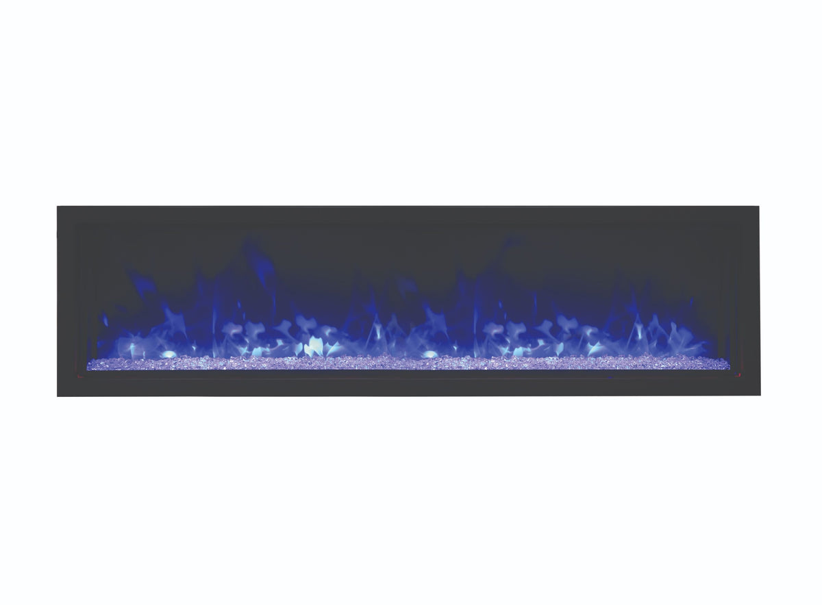 Amantii Panorama Xtraslim Full View Smart Electric - 60" Indoor /Outdoor WiFi Enabled Fireplace, featuring a MultiFunction Remote, Multi Speed Flame Motor, Glass Media & a Black Trim