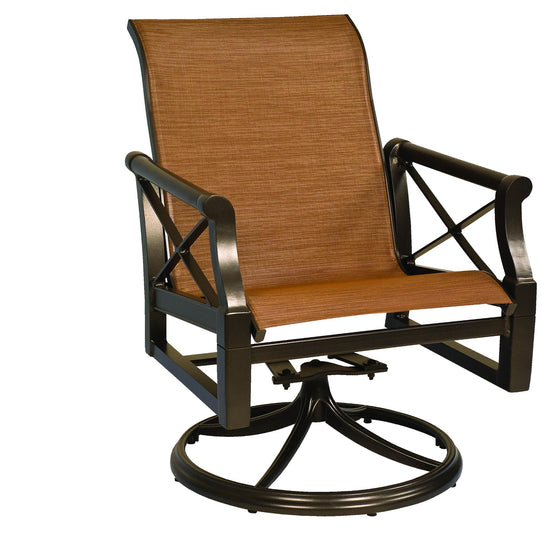 Woodard Andover Sling Swivel Rocking Dining Armchair