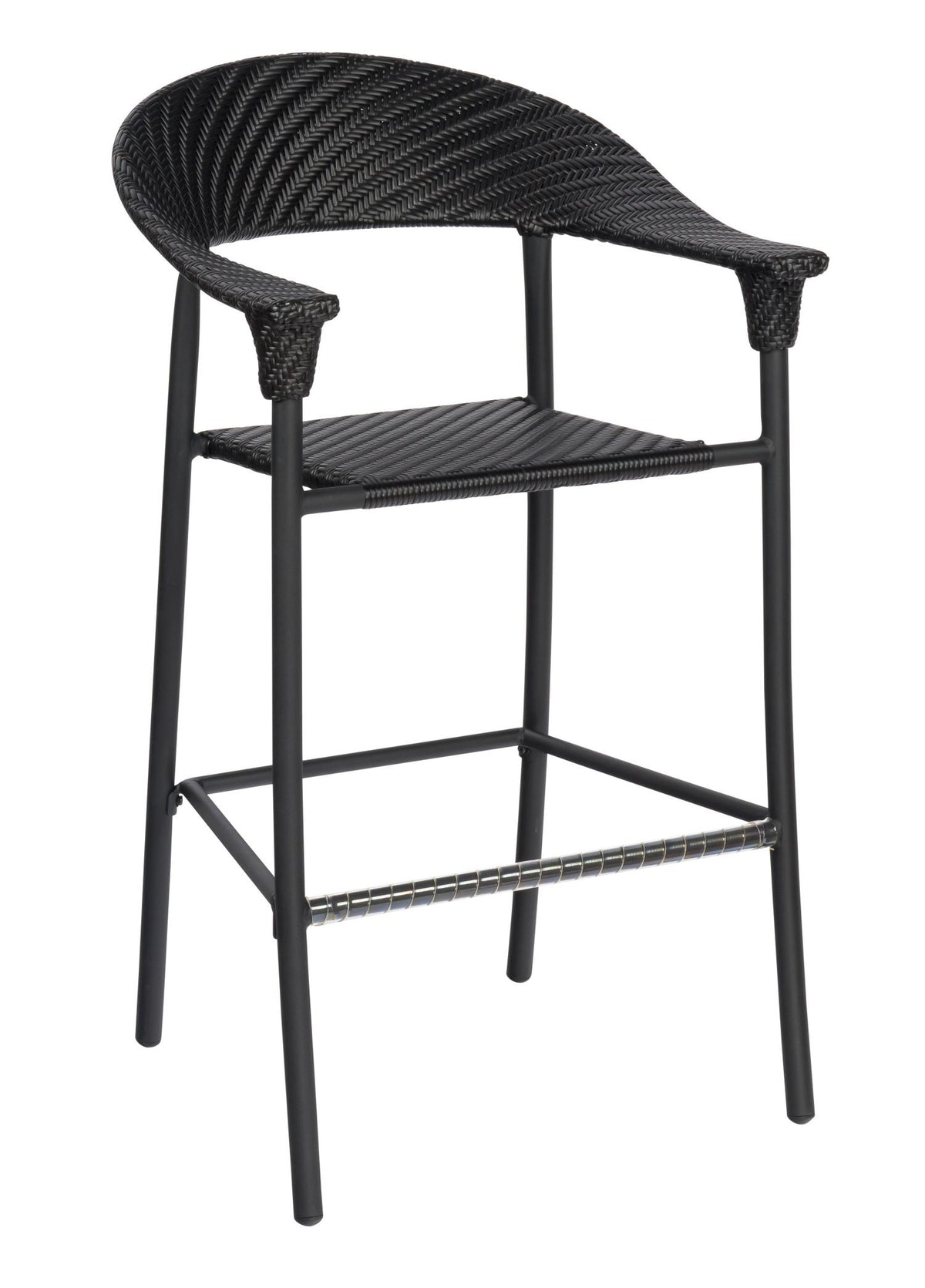 Woodard Barlow Stationary Bar Stool, Default Title, Garden Chairs, Bar Stools, Resin, Barlow, Aluminum, Rectangular, 4 Legs, Outdoor