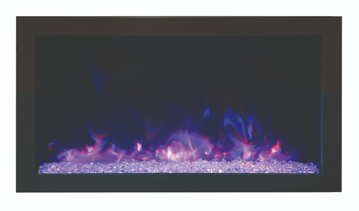 Amantii Panorama Xtraslim Full View Smart Electric - 30" Indoor /Outdoor WiFi Enabled Fireplace, featuring a MultiFunction Remote, Multi Speed Flame Motor, Glass Media & a Black Trim