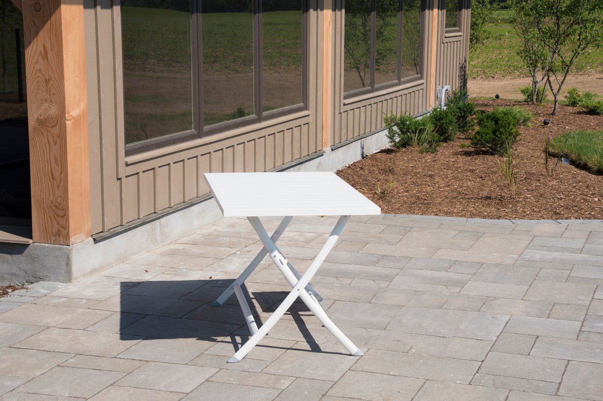 Vivere Brunch Aluminum Folding Table (White), Default Title, Cast Aluminum Patio Furniture, Outdoor