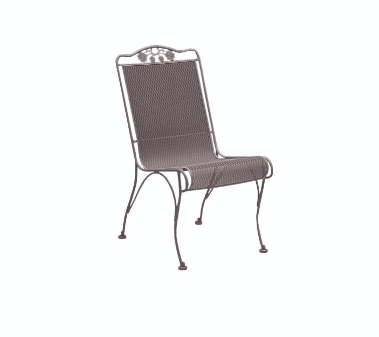 Woodard Briarwood High Back Dining Side Chair, Aged Teak, Garden Chairs, Side Chairs, Cushion, Briarwood, Fabric, Iron, Curved, 4 Legs, Outdoor