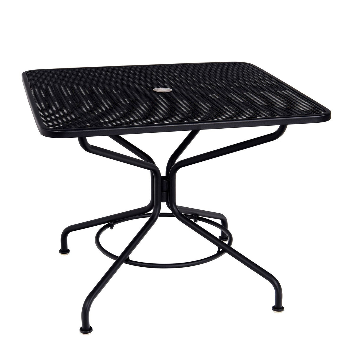 Woodard Café Series Textured Black + Plus 36" Square Dining/Umbrella Table, Default Title, Outdoor Dining Table, Cafe , Aluminum, Outdoor