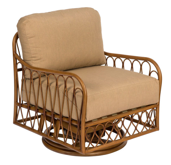 Woodard Cane Swivel Rocking Lounge Chair