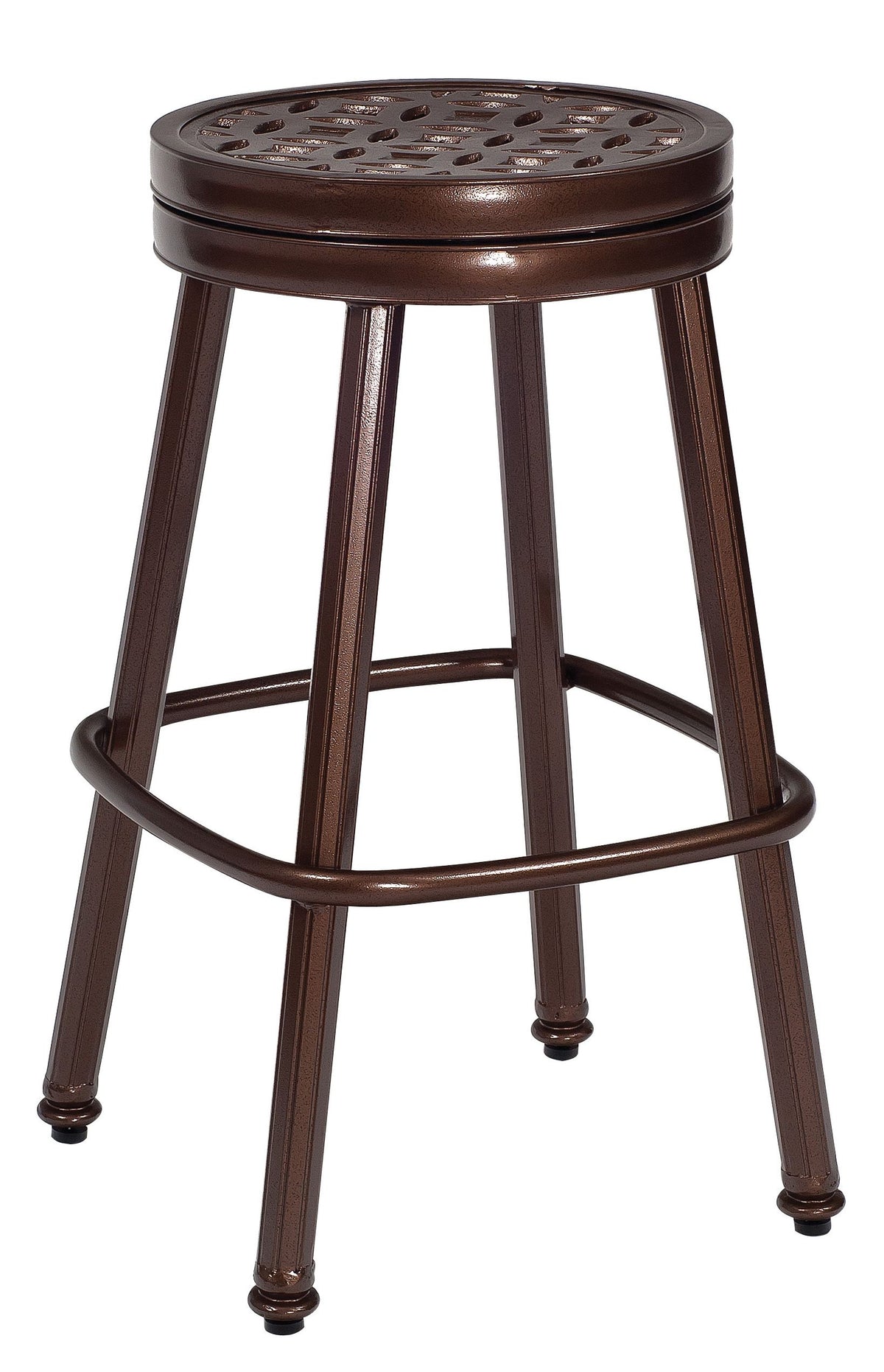 Woodard Casa Round Swivel Bar Stool, Default Title, Patio Bar Furniture, Bar Stools, Metal, Casa, Aluminum, Wood, Round, 4 Legs, Outdoor