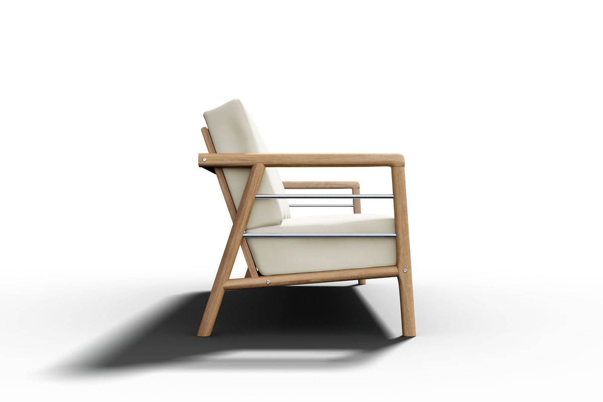 Curated MaisonFurniture Daniele Teak Deep Seating 86 Inch Outdoor Sofa with Sunbrella Cushion