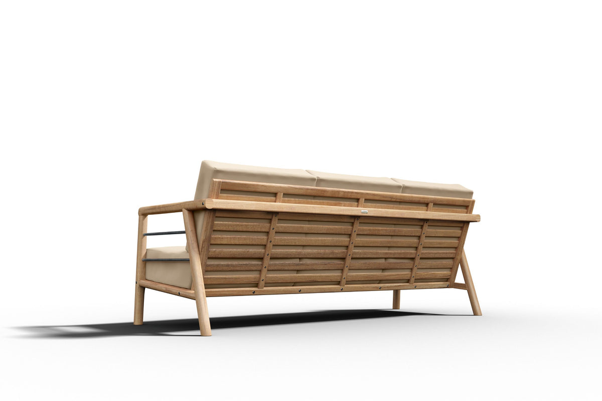 Curated MaisonFurniture Daniele Teak Deep Seating 86 Inch Outdoor Sofa with Sunbrella Cushion