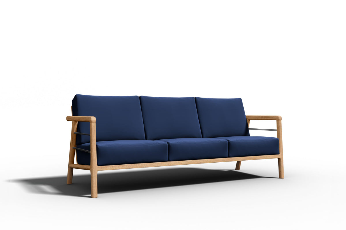 Curated MaisonFurniture Daniele Teak Deep Seating 86 Inch Outdoor Sofa with Sunbrella Cushion
