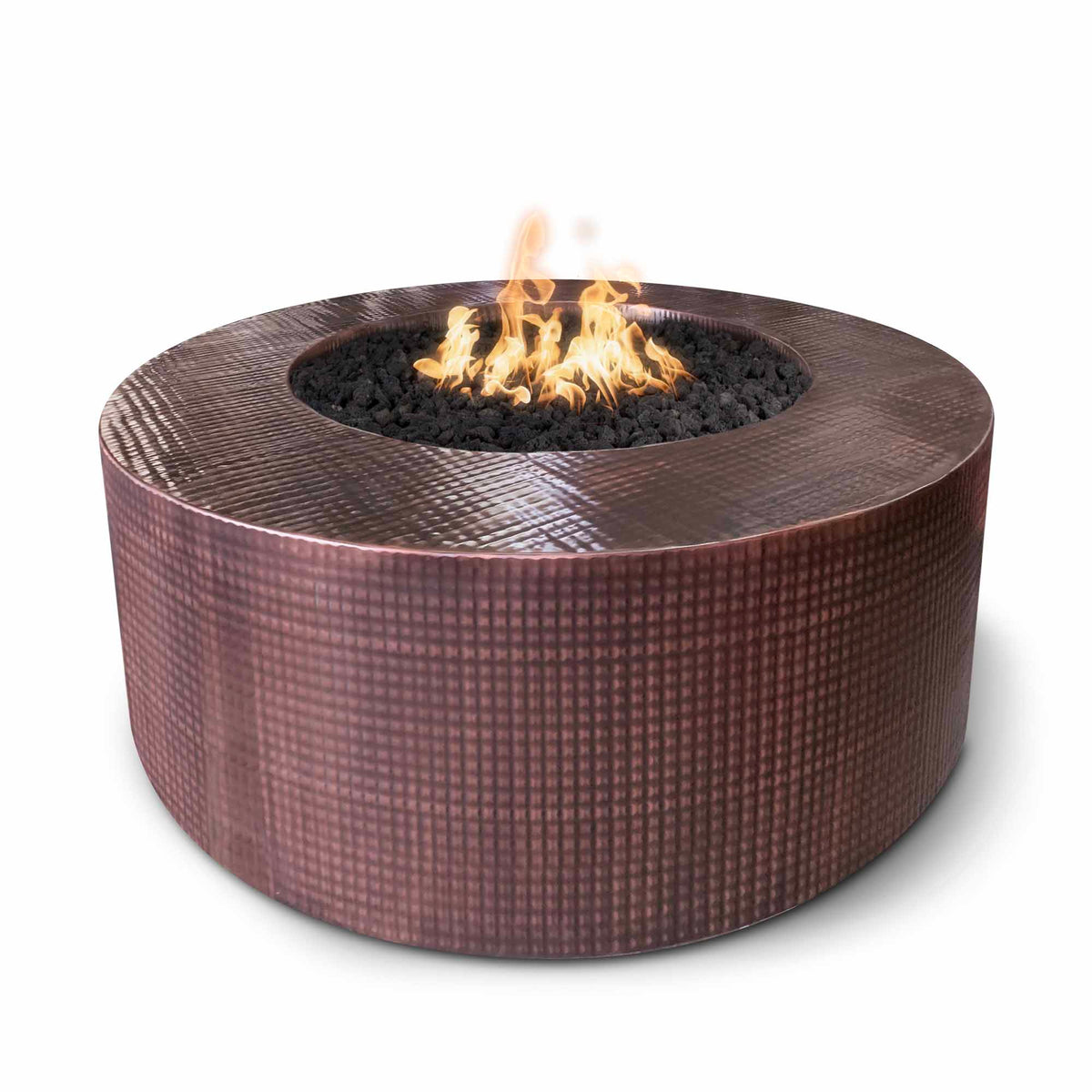The Outdoor Plus 48" Unity Fire Pit - 18" Tall - Hammered Copper, Liquid Propane, Black, Match Lit with Flame Sense System, Unity, Metal, Outdoor
