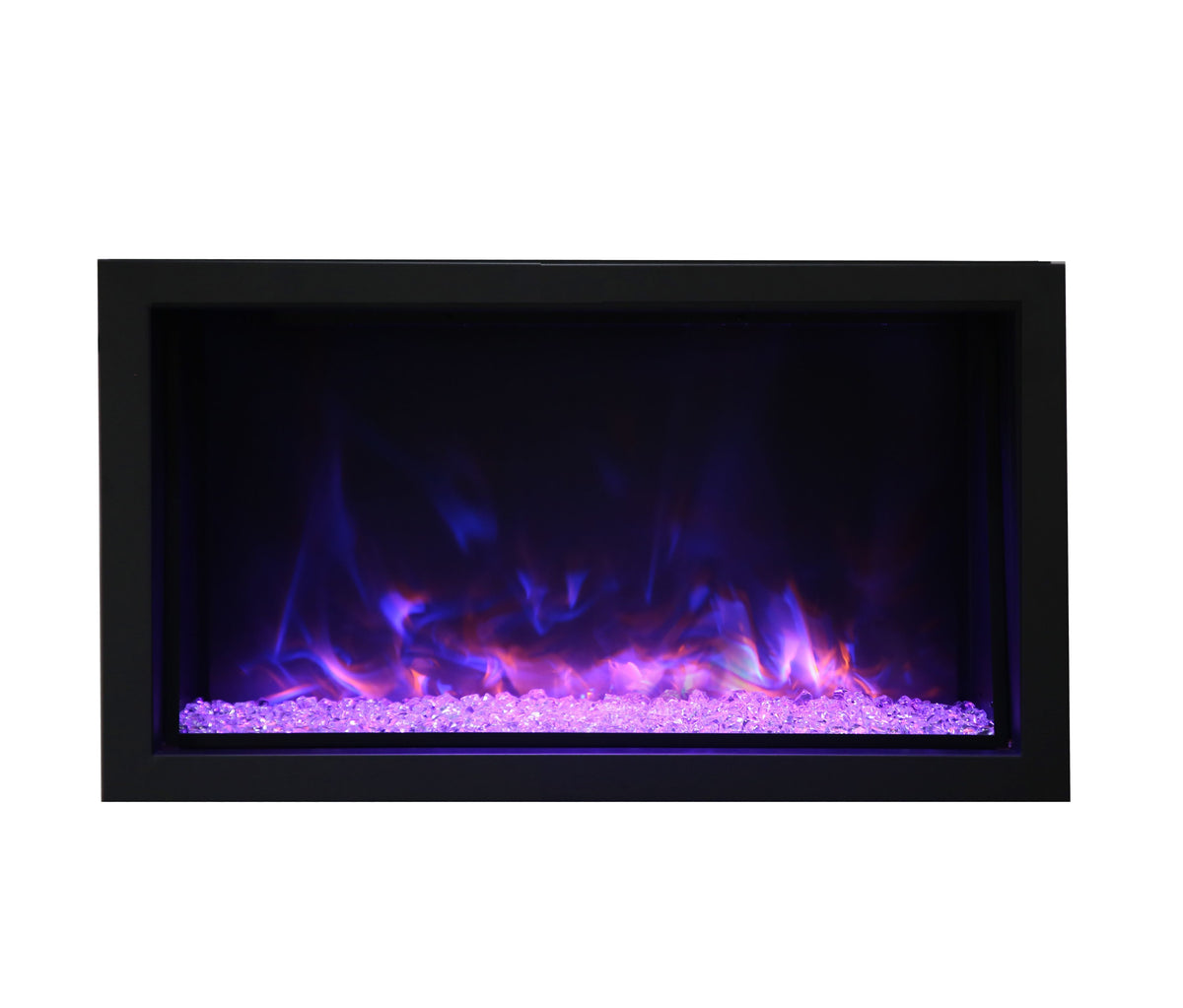 Amantii Panorama Deep & Xtra Tall Full View Smart Electric - 40" Indoor /Outdoor WiFi Enabled Fireplace, featuring a MultiFunction Remote, Multi Speed Flame Motor, Glass Media & a Black Trim