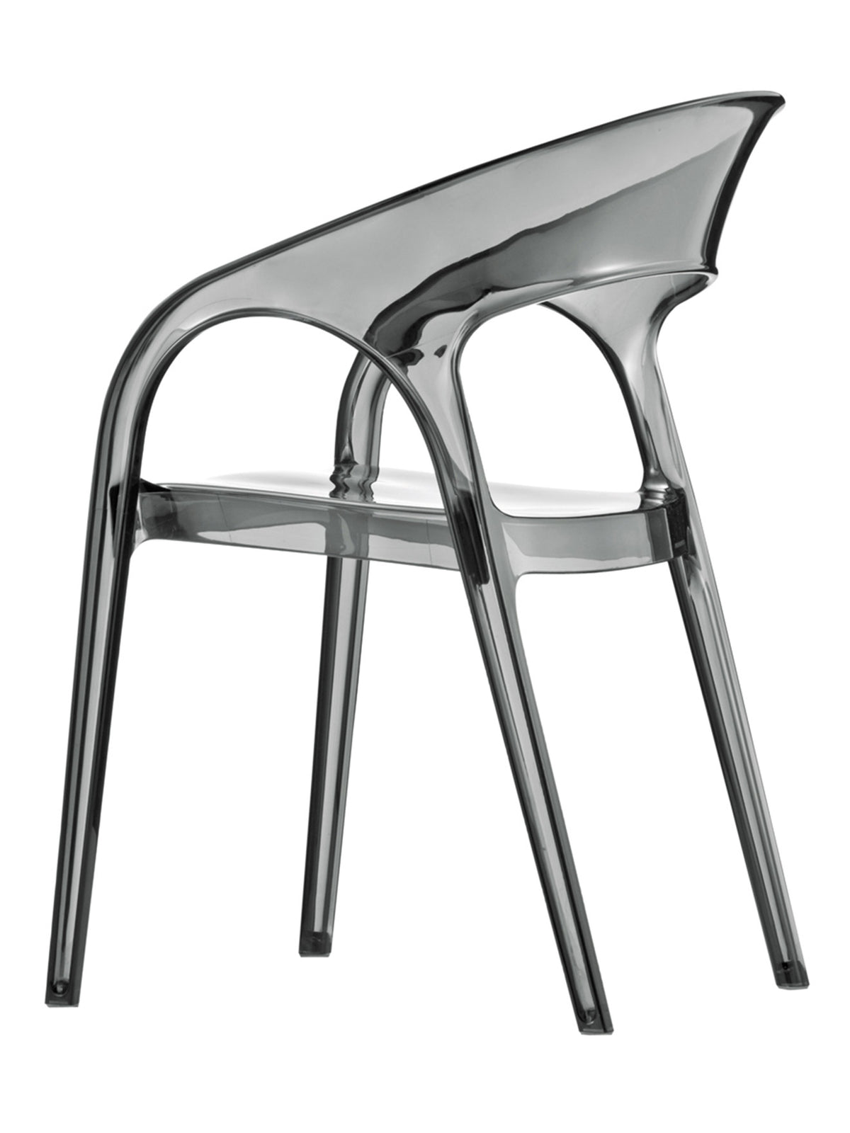 Florida Seating Polypropylene Shell With Aluminum Legs Side Chair - GOSSIP - Smoke Gray/White