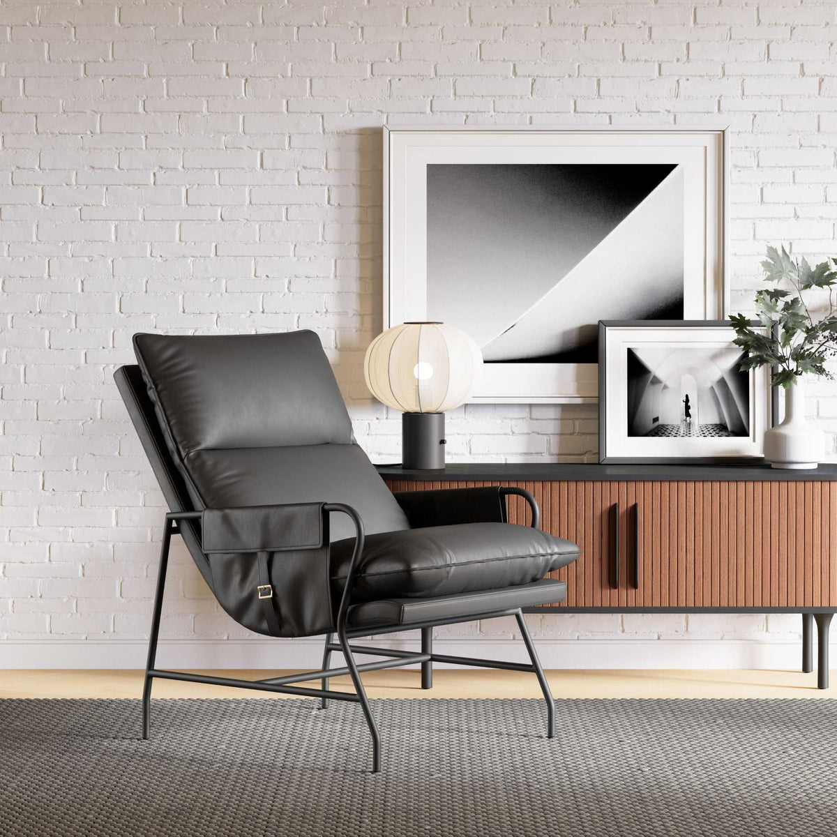 Zuo Modern Halaus Accent Chair Black, Accent Chairs, Faux Leather, Plywood, Polyester, Steel, Curved, 4 Legs, Indoor
