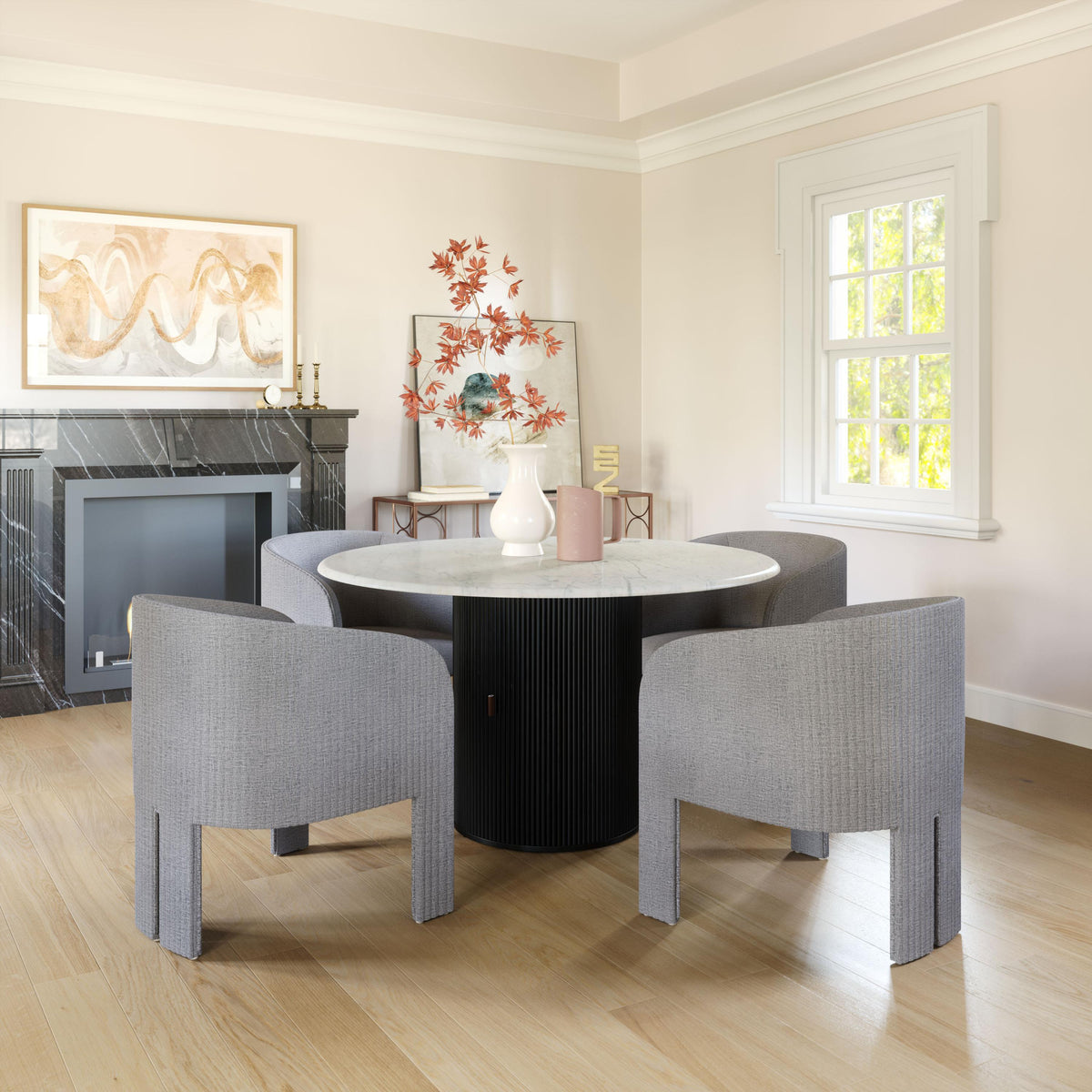 Zuo Modern Hull Accent Chair in Slate Gray/Beige, Slate Gray, Accent Chairs, Plywood, Polyester, Polyurethane, Half-moon, 4 Legs, Indoor