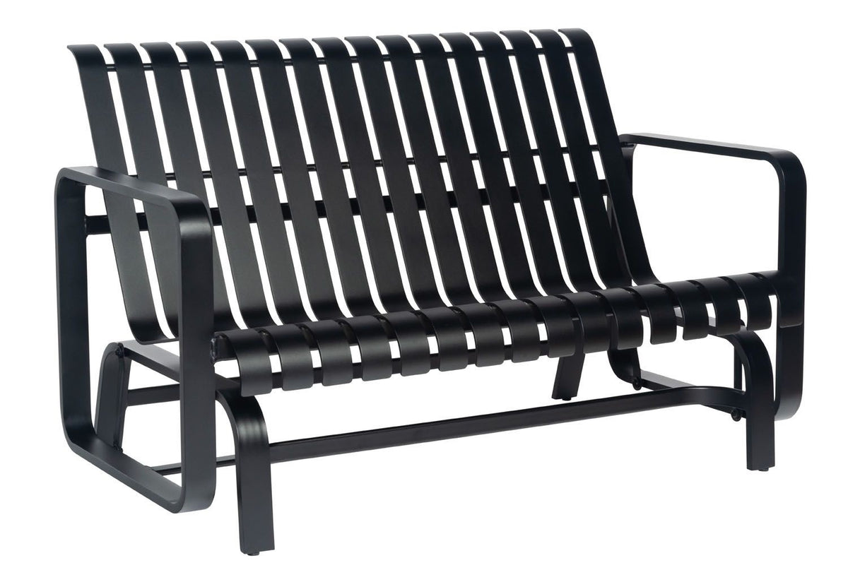 Woodard Colfax Love Seat Glider, Aged Teak, No Cushion, Grade A Fabric, Garden Chairs, Gliders, Cushion, Colfax, Aluminum, Rectangular, Frame, Outdoor
