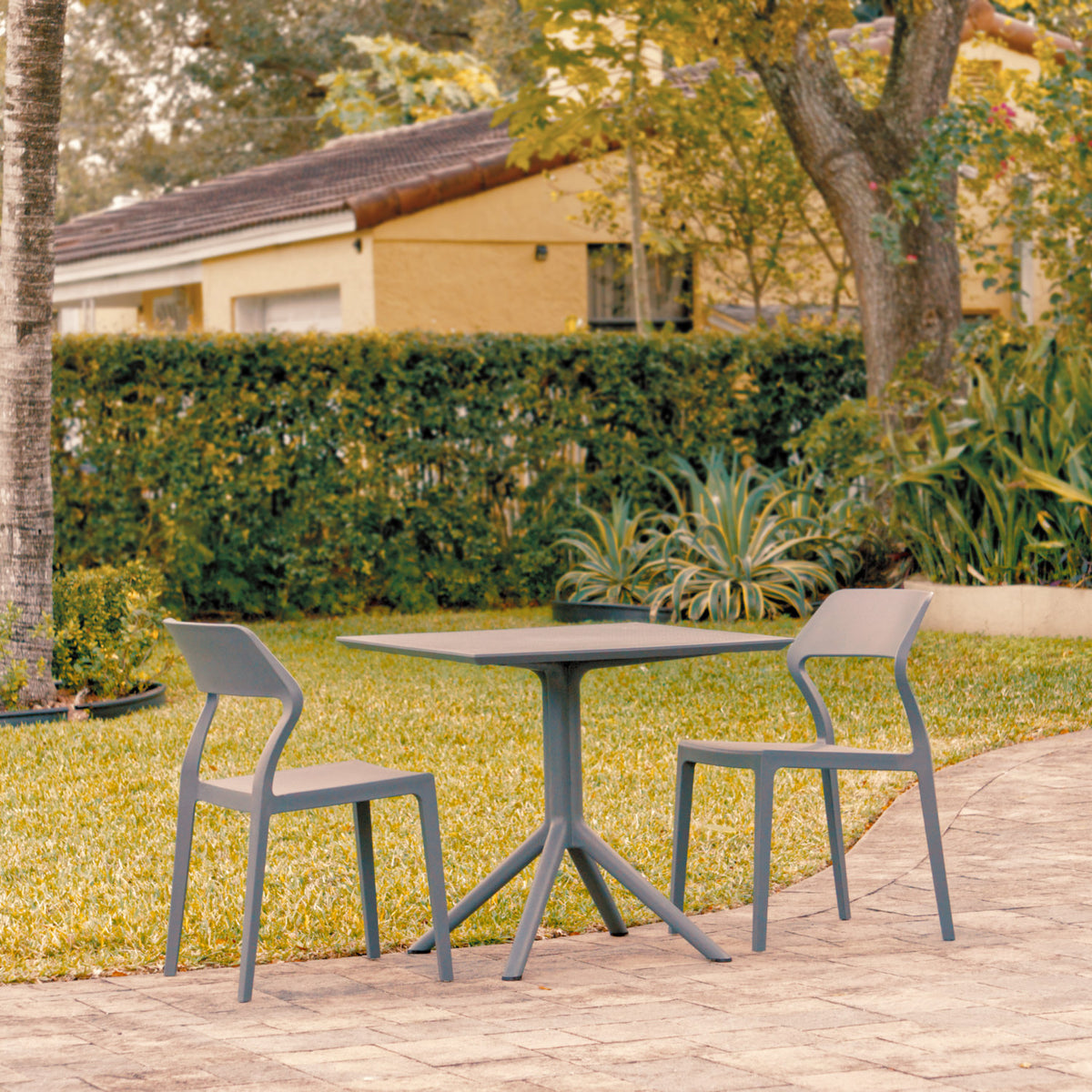 Compamia Snow Patio Dining Set with 2 Chairs Dark Gray