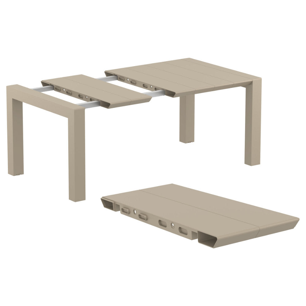 Compamia Loft Outdoor Dining Set with 6 Arm Chairs and 55 inch Extension Table Black/Dark Gray/Taupe/White