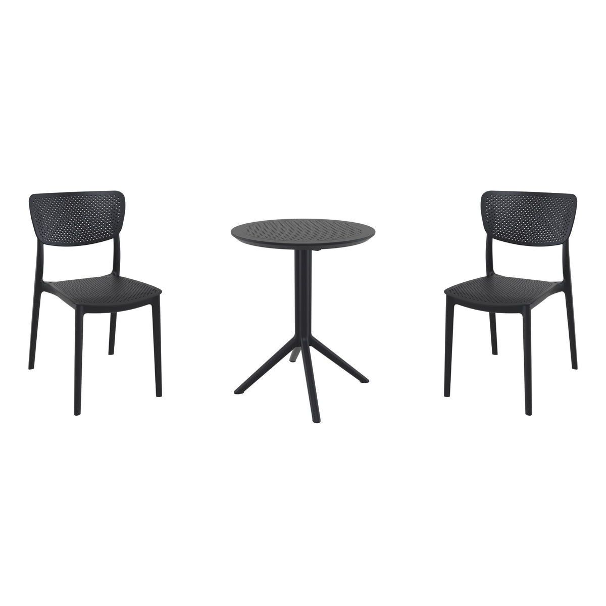 Compamia Lucy Bistro Set 3 Piece with 24 inch Table Top in Black/Dark Gray/Taupe/Olive Green/White