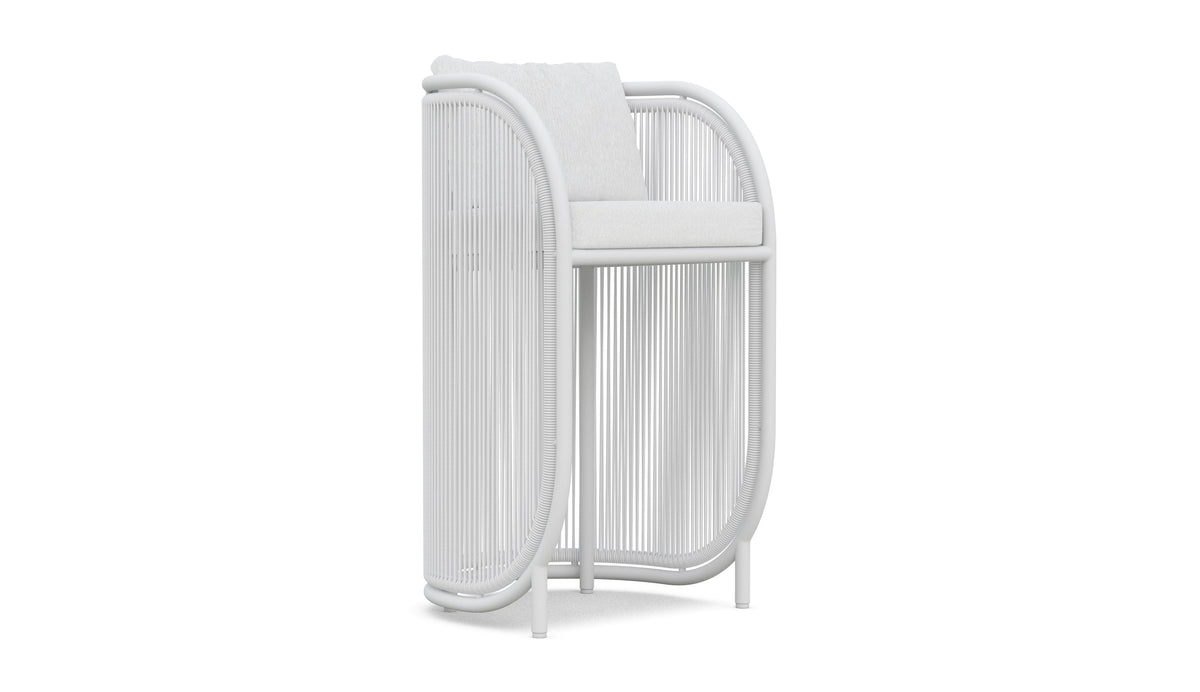 Azzurro Living Kamari Bar Stool With Matte White Aluminum Frame And White Mist All-Weather Texteline Rope