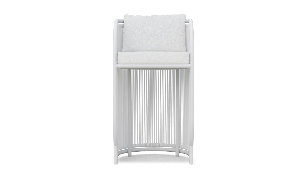 Azzurro Living Kamari Bar Stool With Matte White Aluminum Frame And White Mist All-Weather Texteline Rope