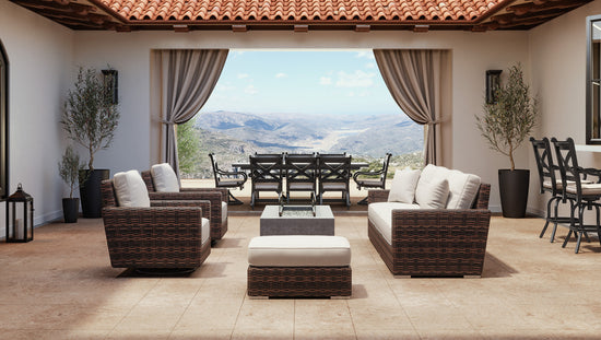 Sunset West Montecito Wicker Ottoman with Cushion