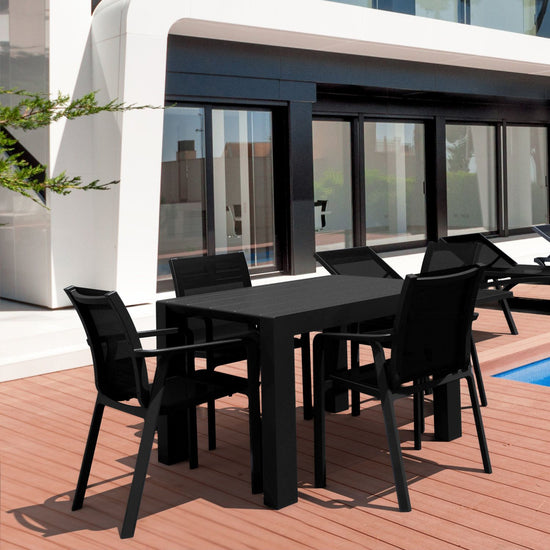 Compamia Pacific 5 Piece Dining set with Extension Table and Sling Arm Chairs Black Frame Black Sling,Dark Gray Frame Black Sling,Taupe Frame Taupe Sling,White Frame White Sling