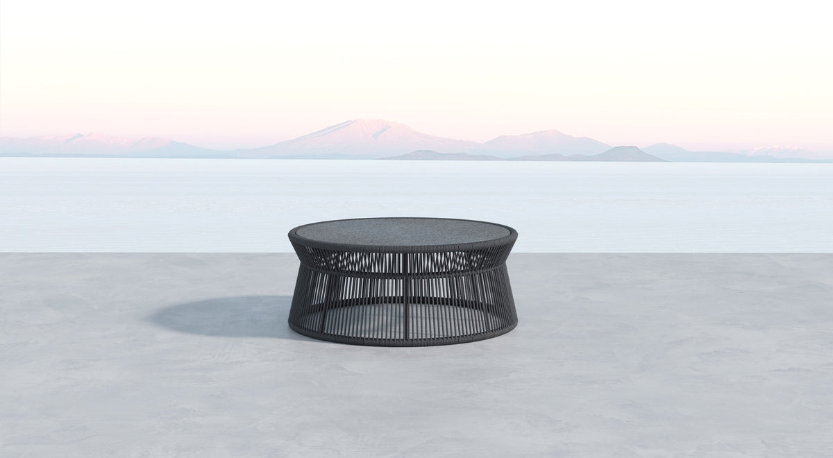 Sunset West Milano Coffee Table with 40" Round Honed Absolute Granite Insert Top