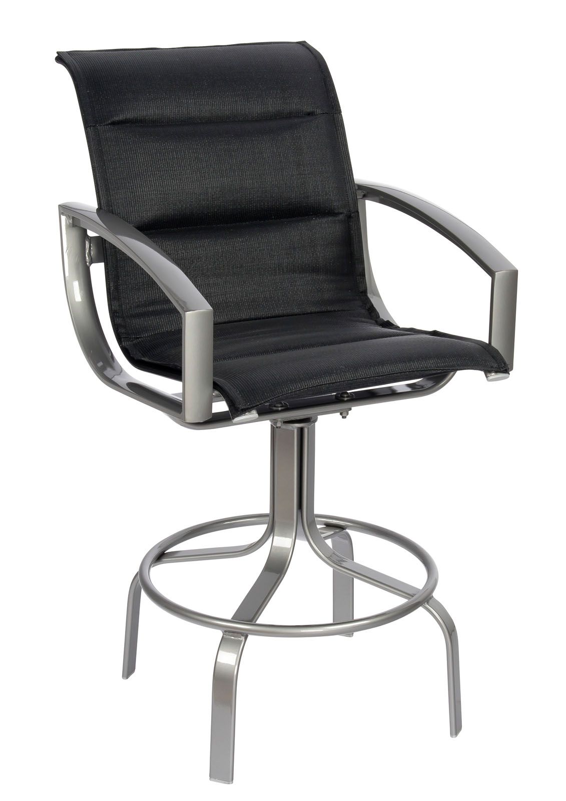 Woodard Metropolis Padded Sling Swivel Bar Stool, Default Title, Garden Chairs, Bar Stools, Metropolis, Aluminum, Bar Stools, Rectangular, Outdoor